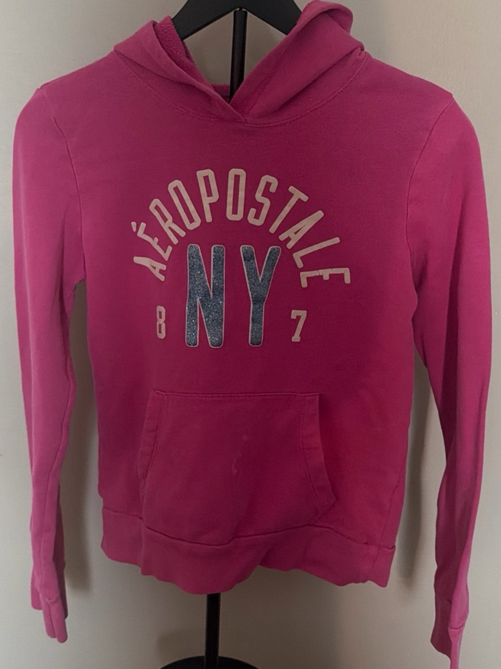 Aeropostale Magenta Hoodie with Glittery Blue NY Logo